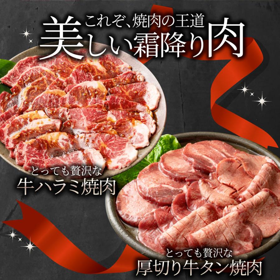 肉 牛肉 タレ漬け 牛ハラミ ＆ 牛タン 焼肉セット 1kg（250g×4） 食品