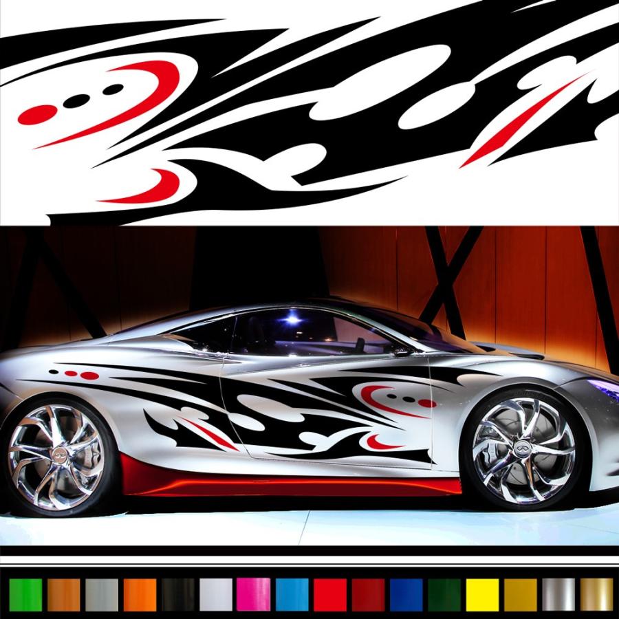 車 ステッカー かっこいい カスタム トライバル 大きい インパクト 車用 カー スポーツ ツートン ワイルドスピード系 デカール 14色から 2色 超ワイド Da21 Da21 バイナルグラフィックのgenesis 通販 Yahoo ショッピング