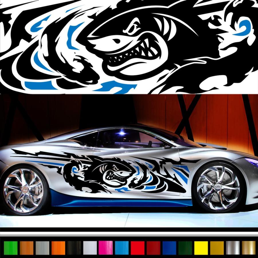 車 ステッカー かっこいい カスタム サメ 大きい インパクト 車用 カー スポーツ ツートン ワイルドスピード系 デカール 14色から 2色 超ワイド Da32 Da32 バイナルグラフィックのgenesis 通販 Yahoo ショッピング