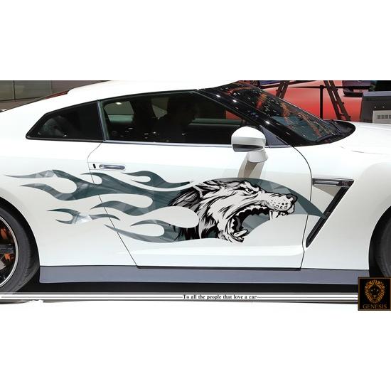 車 ステッカー かっこいい カスタム ウルフ 狼 カーステッカー 車用