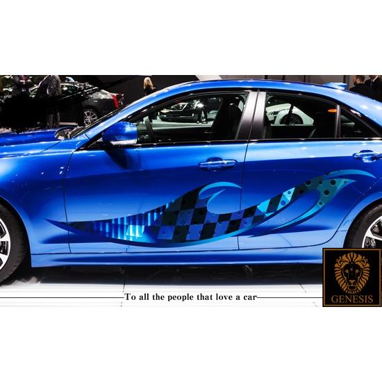 車 ステッカー かっこいい カスタム チェッカーフラッグ カー