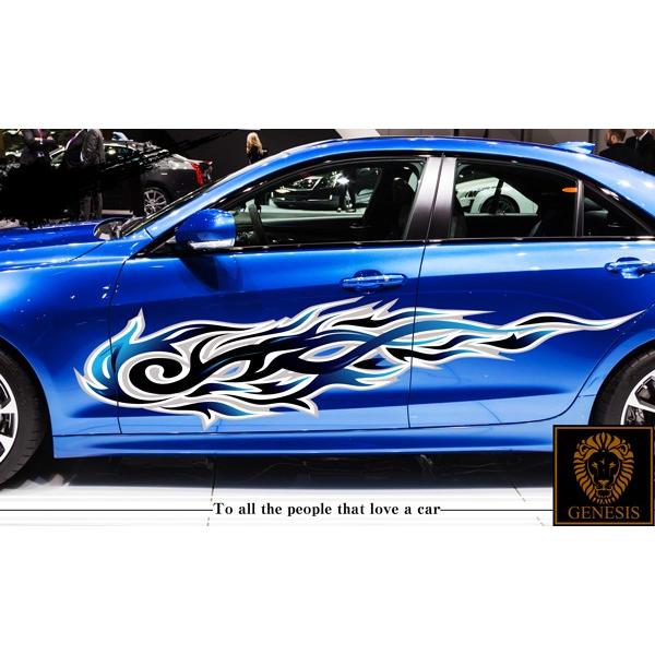 車 ステッカー かっこいい カスタム 炎 ファイア フレイム カーステッカー 車用 スポーツ カラー バイナルグラフィック ワイルドスピード系 ユーロ デカール 12 の商品画像