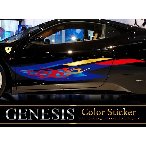 車 ステッカー かっこいい カスタム トライバル ライン 炎 カーステッカー 車用 スポーツ カラー バイナルグラフィック ワイルドスピード系 ユーロ デカール 37