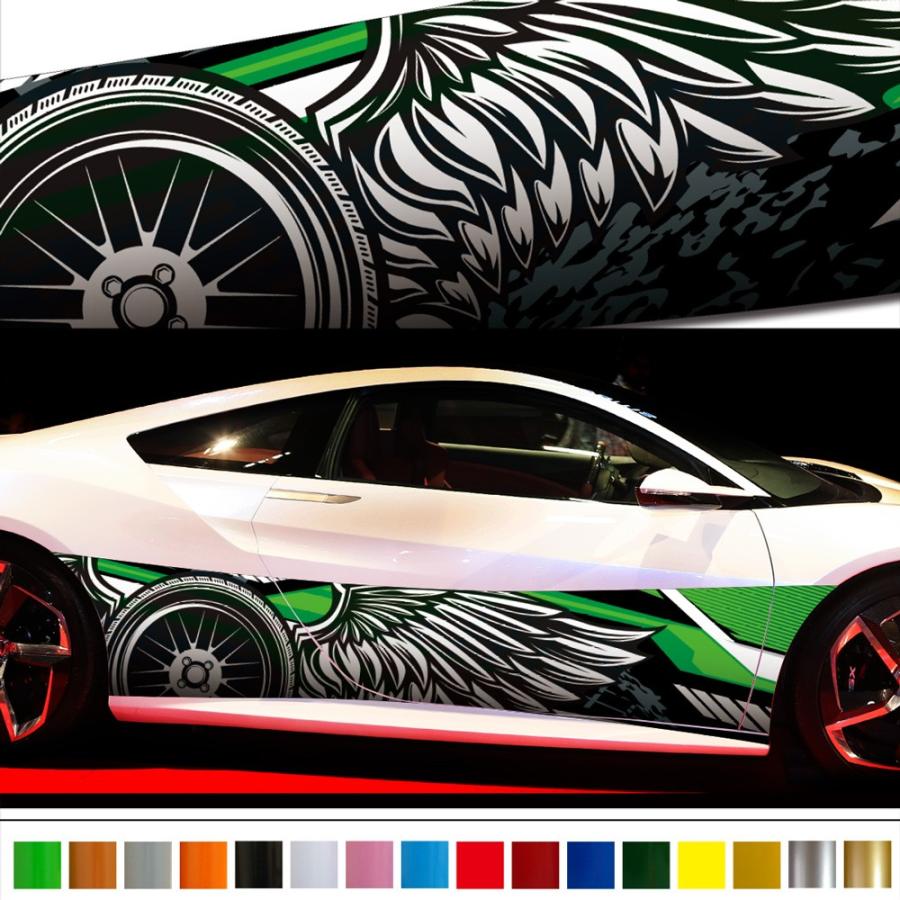 車 ステッカー かっこいい カスタム ウィング 翼 大きい インパクト 車