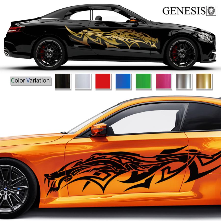 ドラゴン カーステッカー バイナルグラフィック 車用「ブラック