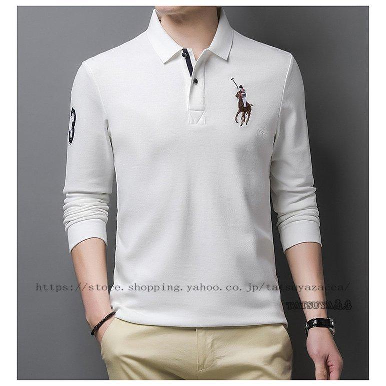 Tシャツメンズ 刺繍 ポロシャツ 長袖 紳士服 シャツ ゆったり インナー ビジネス カジュアル 父の日 プレゼント 40代 50代 60代