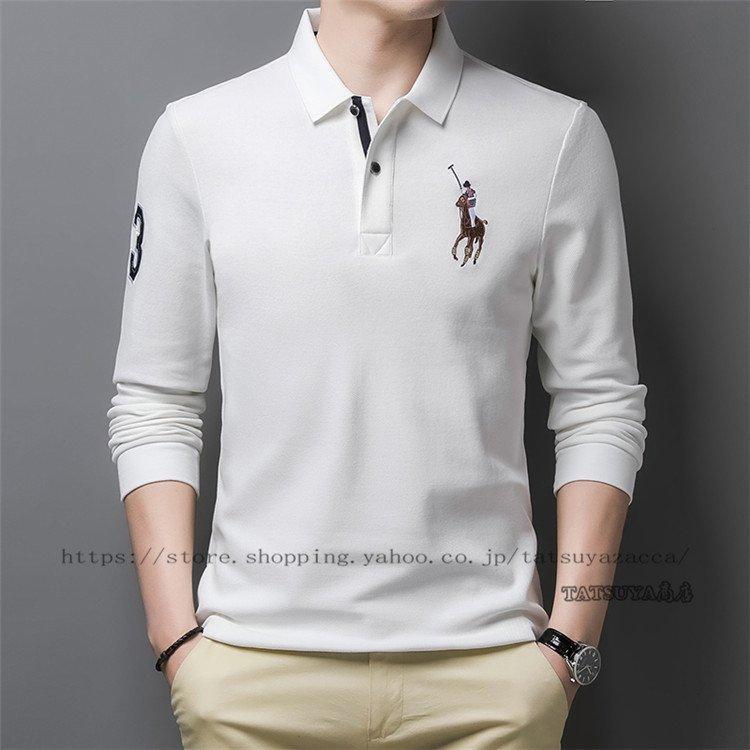 Tシャツメンズ 刺繍 ポロシャツ 長袖 紳士服 シャツ ゆったり インナー ビジネス カジュアル 父の日 プレゼント 40代 50代 60代