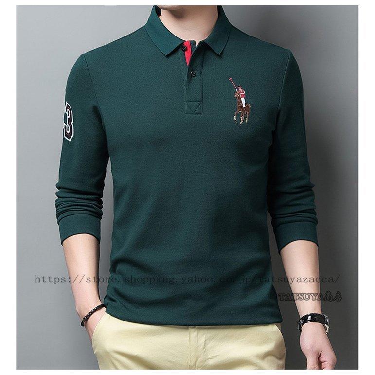 Tシャツメンズ 刺繍 ポロシャツ 長袖 紳士服 シャツ ゆったり インナー ビジネス カジュアル 父の日 プレゼント 40代 50代 60代