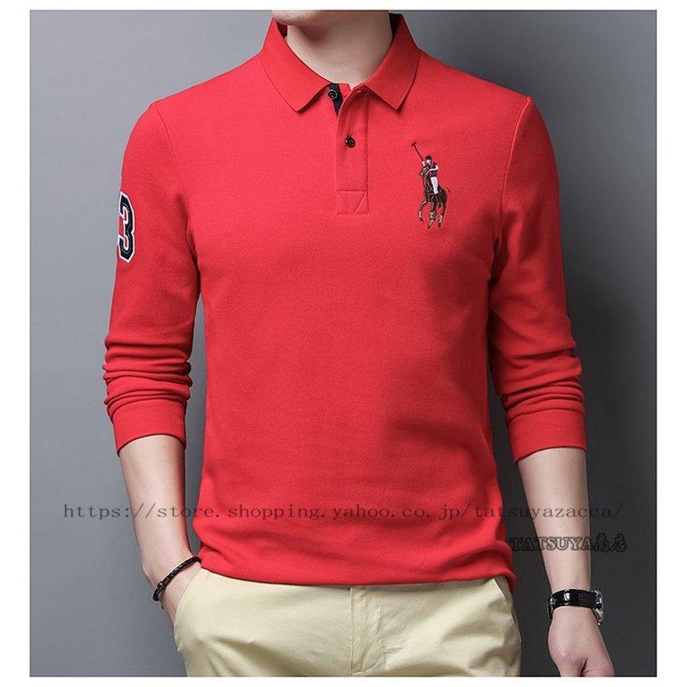 Tシャツメンズ 刺繍 ポロシャツ 長袖 紳士服 シャツ ゆったり インナー ビジネス カジュアル 父の日 プレゼント 40代 50代 60代