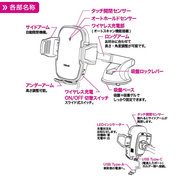 ペルシード 新商品 スマホホルダー PPH2305 ワイヤレス充電+自動開閉