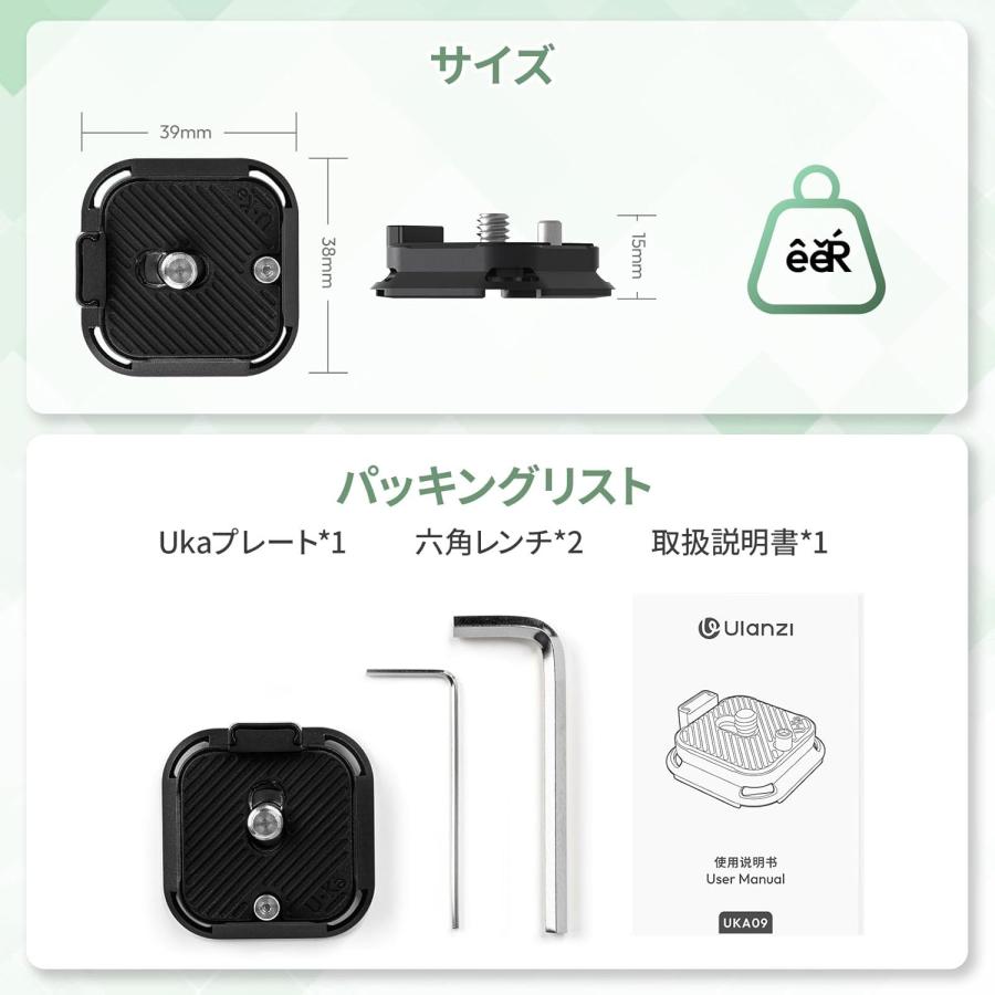ULANZI Uka用クイックリリースプレート 回転ズレ防止プレート 38mm