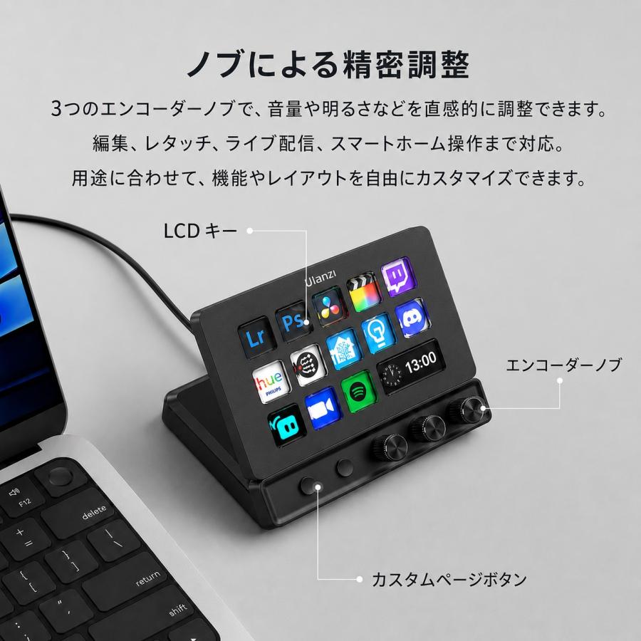 Ulanzi D200X ストリームコントローラー【3つノブ+ 8-in-1ドック搭載
