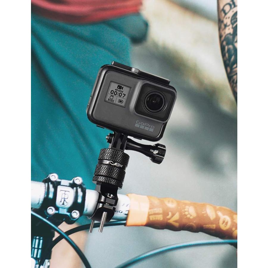 Gopro HERO10 black HERO9 black 8/7/6/5 DJI Osmo Action SJCAM 対応 アルミニューム ハンドルバーマウント シートポスト カメラホルダー 360°回転 アルミ製品｜syh｜07