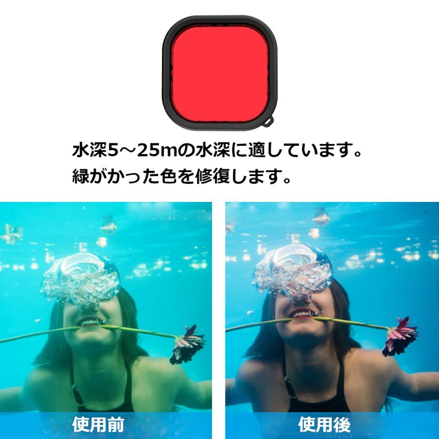 GOPRO HERO12 11/10/9 専用 防水ハウジングケース＋レンズフィルター3色＋シリコンケース＋保護フィルムセット＋ハウジングケース用曇り止め12枚｜syh｜10