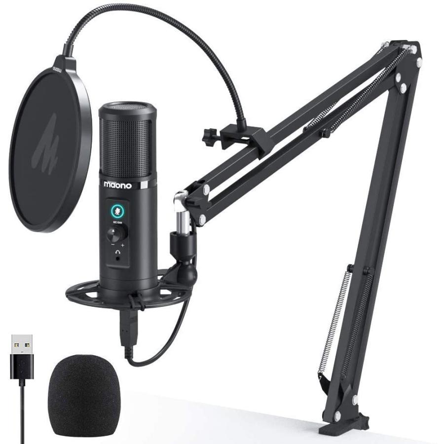 MAONO USBマイク コンデンサーマイク PCマイク 192KHZ/24BIT マイクセット 単一指向性 アームスタンド付き 録音/ライブ配信/YOUTUBE/ゲーム実況に (AU-PM420 Amazon.co.jp: MAONO USBマイク コンデンサーマイク PCマイク 192KHZ