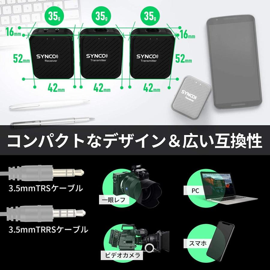 SYNCO G1(A2)-2.4GHzワイヤレスピンマイクシステム ステレオ/モノラル