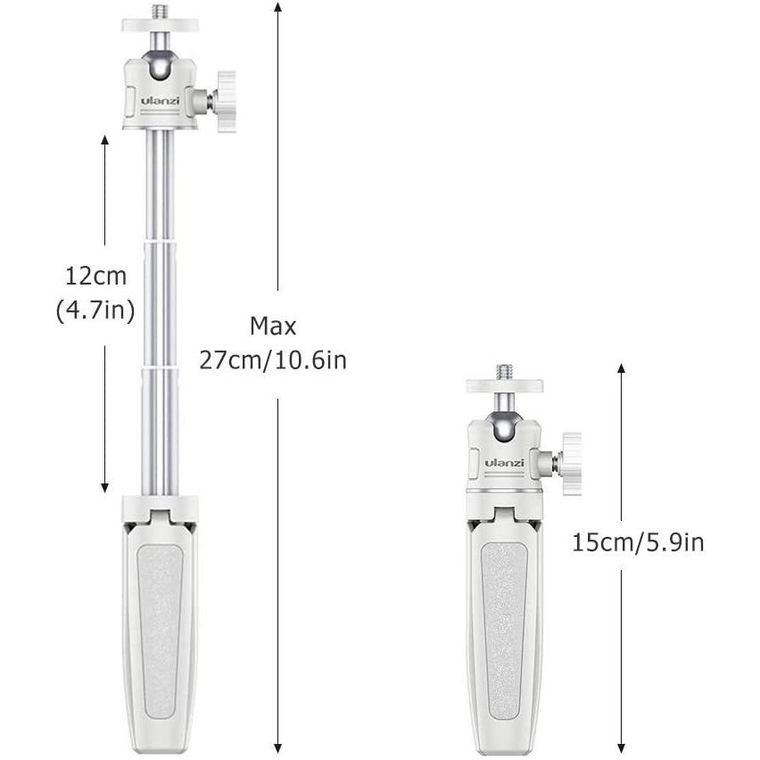 Ulanzi MT-08 ホワイト 三脚 カメラ ミニ三脚 自撮り棒 3段延長 ZV-1