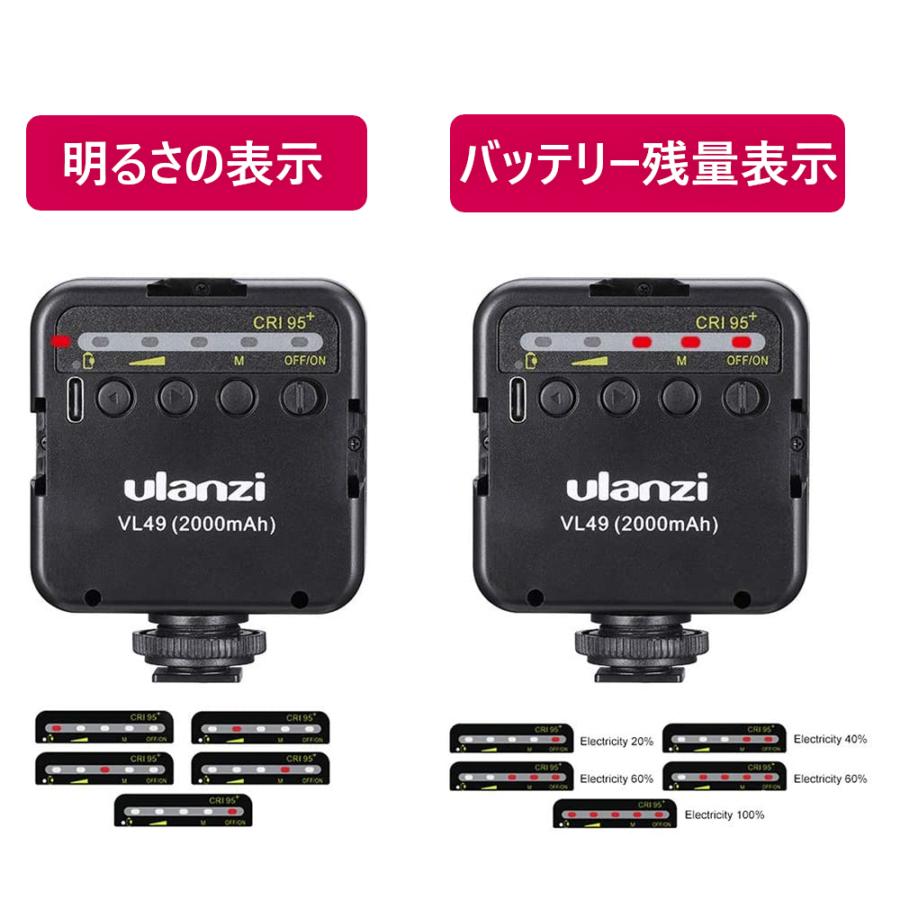 Ulanzi VL49 LEDビデオライト カメラライト 充電式 2000mAh