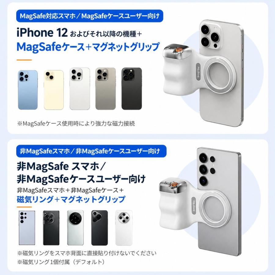 マグネット スマホカメラグリップ ズーム機能 APP制御 TELESIN スマホグリップ マグネットズーム機能対応 2段階シャッター