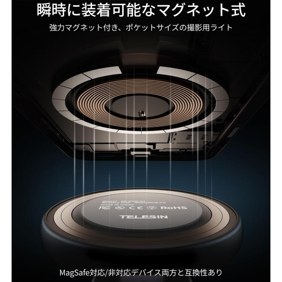 TELESIN C03 リングライト magsafe対応 自撮りライト 撮影用ライト LED