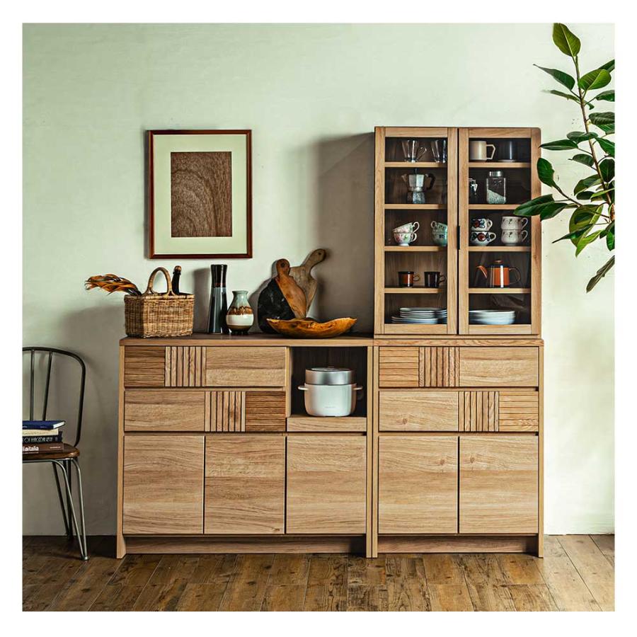食器棚 幅105 大川家具 カウンターボード キッチンボード 完成品