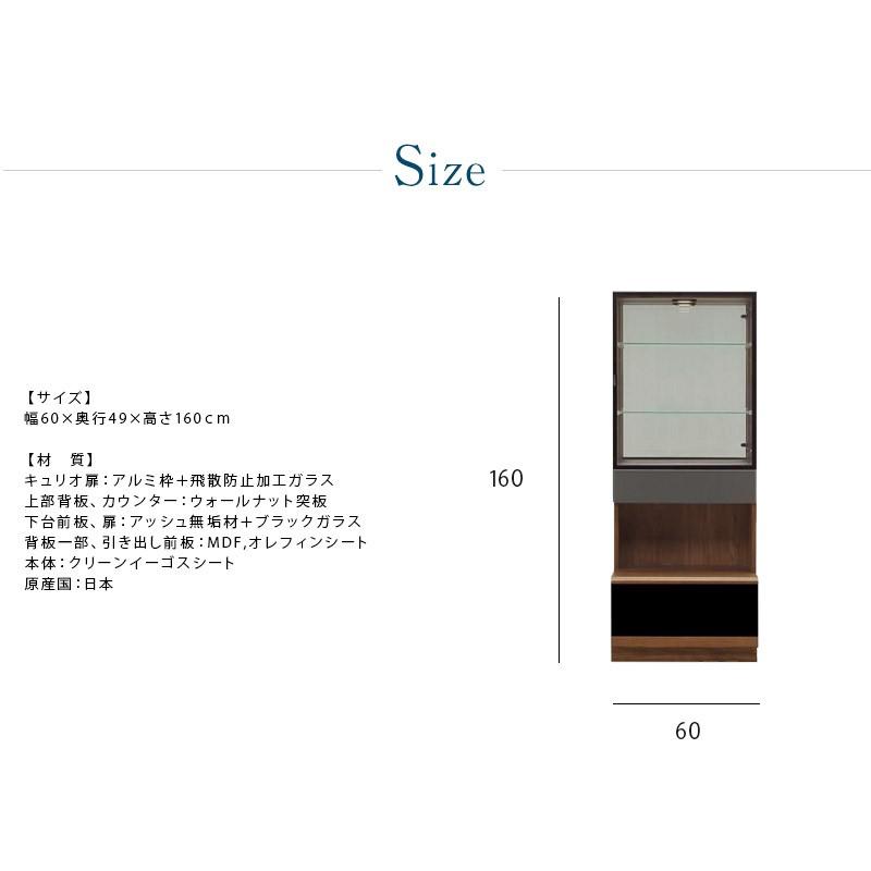 壁面収納 キュリオ コレクションラック 幅60 ガラスキャビネット 完成品 コレクションボード 日本製 大川家具 |  | 01