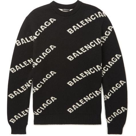 BALENCIAGA バレンシアガ ジャガードロゴ ニット セーター ブラック