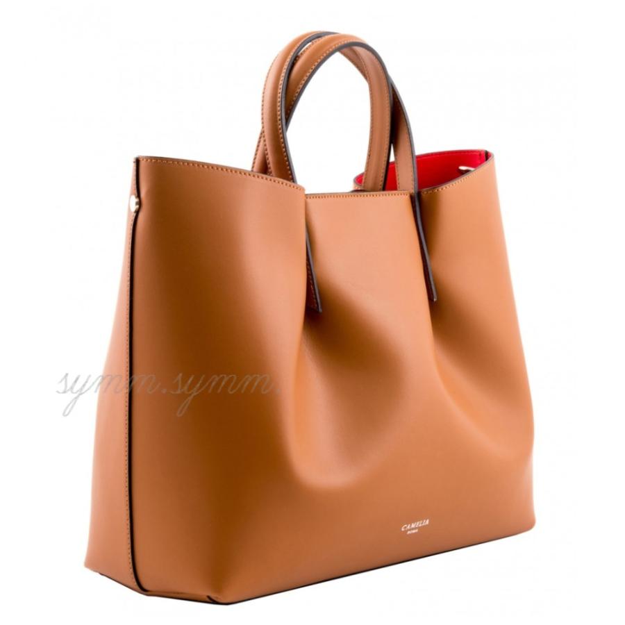 カメリアローマ CAMELIA ROMA スクエア レザーハンドバッグ 2WAY  