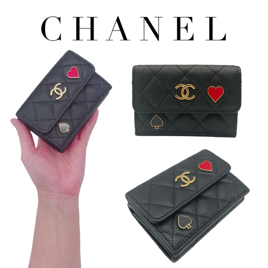 CHANEL シャネル キャビアマトラッセ 三つ折りミニ財布 カジノ