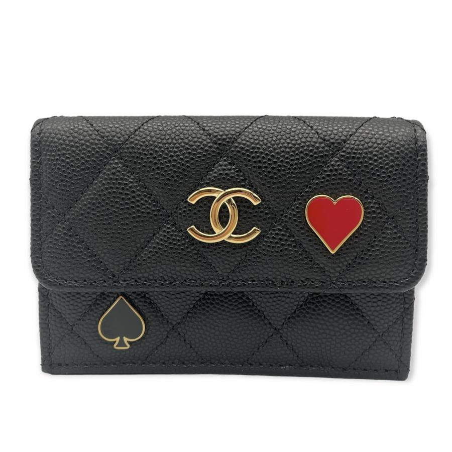 CHANEL シャネル キャビアマトラッセ 三つ折りミニ財布 カジノ