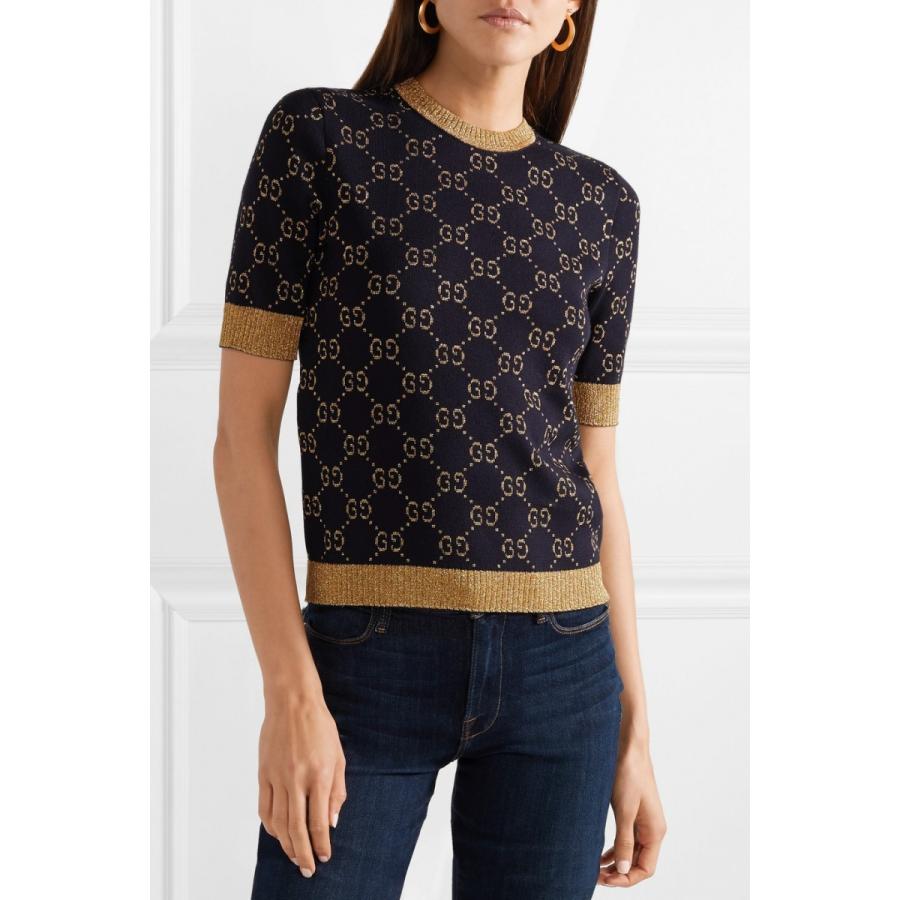 【訳あり品】 安室奈美恵さん着用 GUCCI グッチ メタリック コットンブレンド セーター 半袖 イッテQ 【DG1774543659】(64350円)