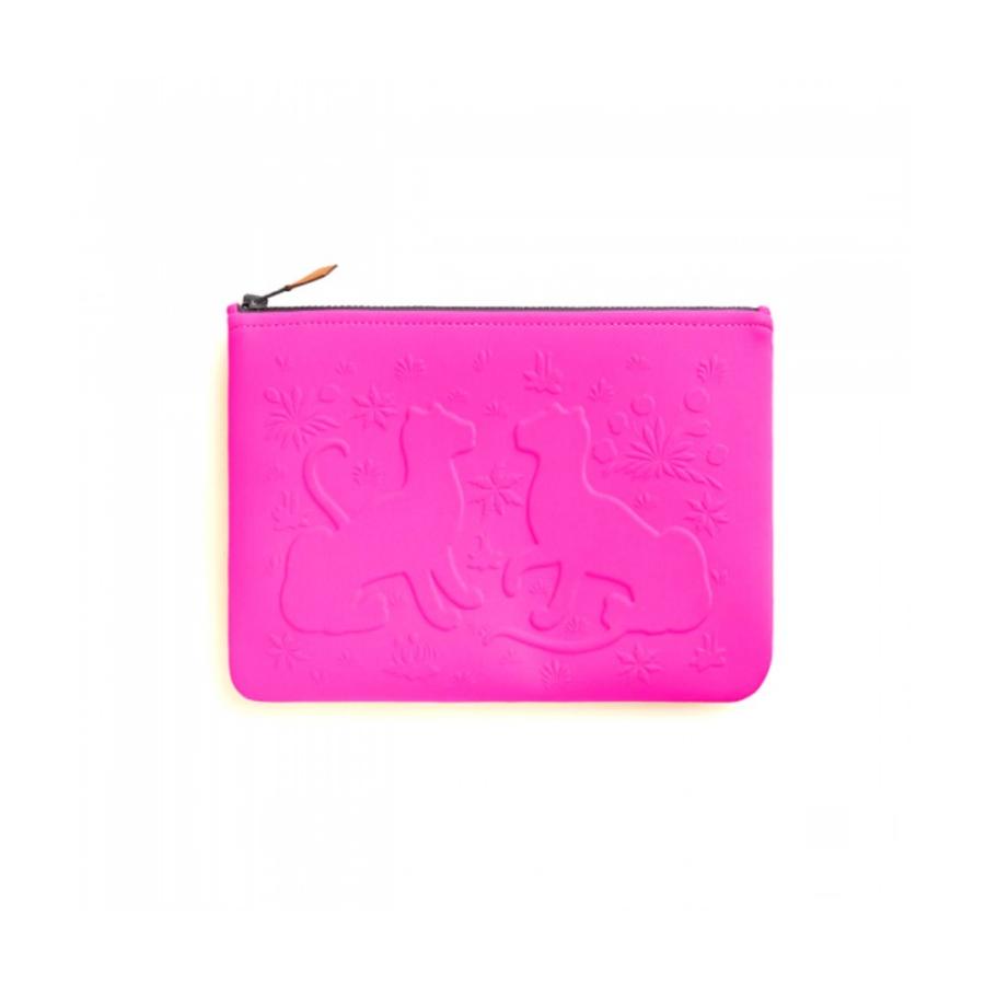 ☆新品☆HERMES ネオバンMM フラットポーチ イエロー レオパード www