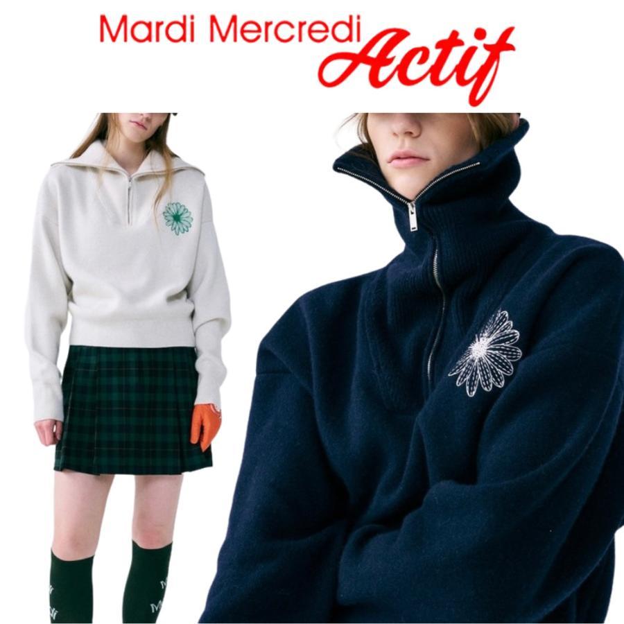 韓国 MARDI MERCREDI ACTIF マルディメクルディ HIGH NECK KNIT ZIP UP FLOWER NEEDLEWORK  ゴルフ GOLF ゴルフウェア :MARDI0024:symm.symm.Yahoo!店 - 通販 - Yahoo!ショッピング