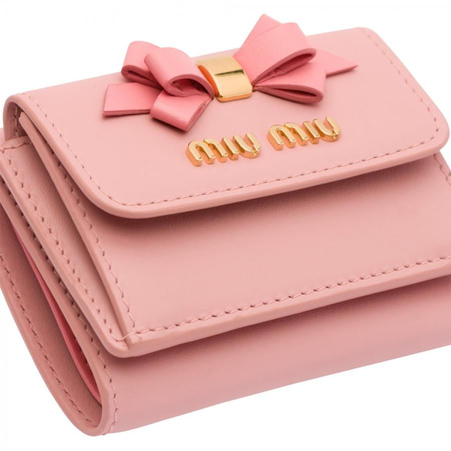 公式オンラインストアな Miu Miu リボンレザー財布 ピンク 本革 折り財布 Daisenkaku Or Jp