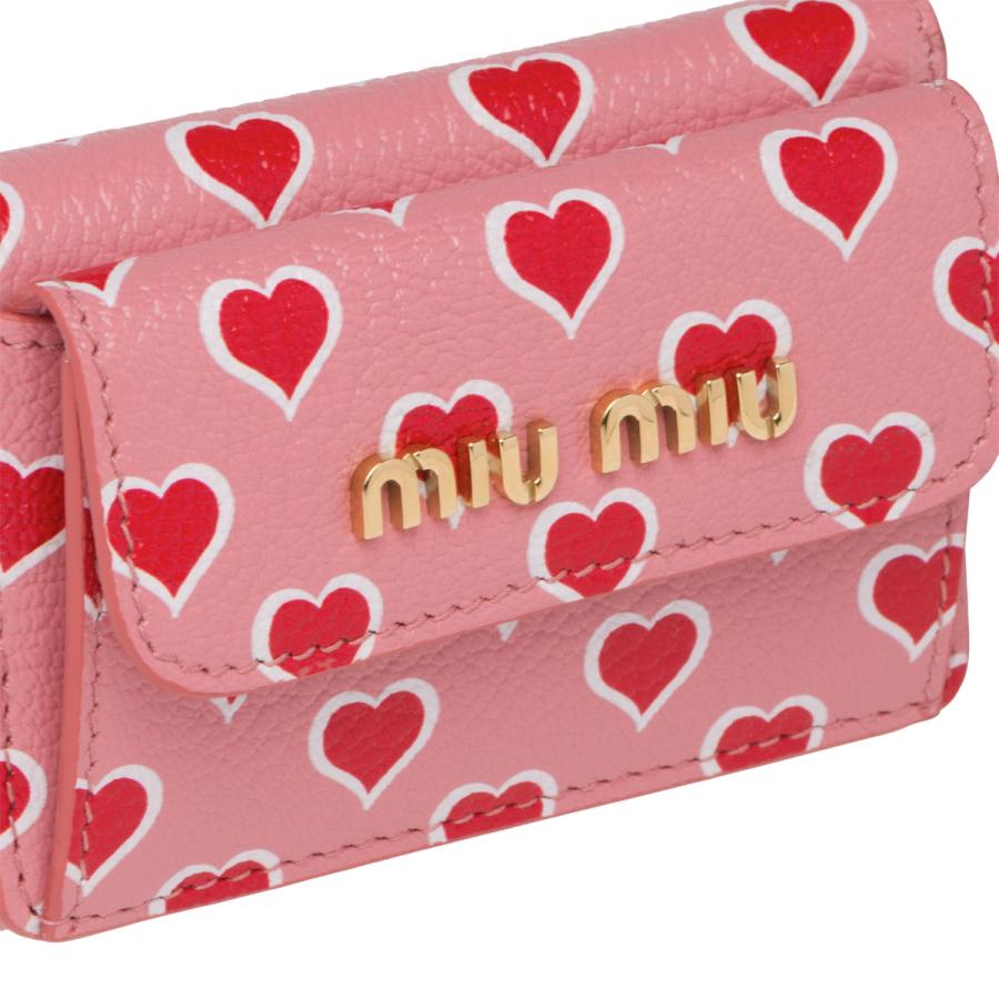 工房直送価格 箱あり Miumiu3つ折り財布 5mh0 ピンク系 レザー かわいい ハート おしゃれ ピンク プレゼント包装可 松山久万ノ台店 魅力的な Greenandfresh Com Co