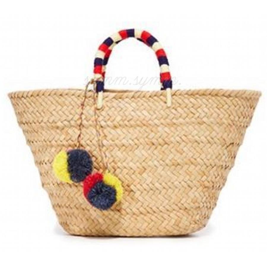 USED KAYU カユ ポンポン付き かごバッグ RonHerman ロンハーマン 取扱 ピンク ブラック ネイビー ブルー イエロー ベージュ レッド ホワイト 【1957482638】(12070円)