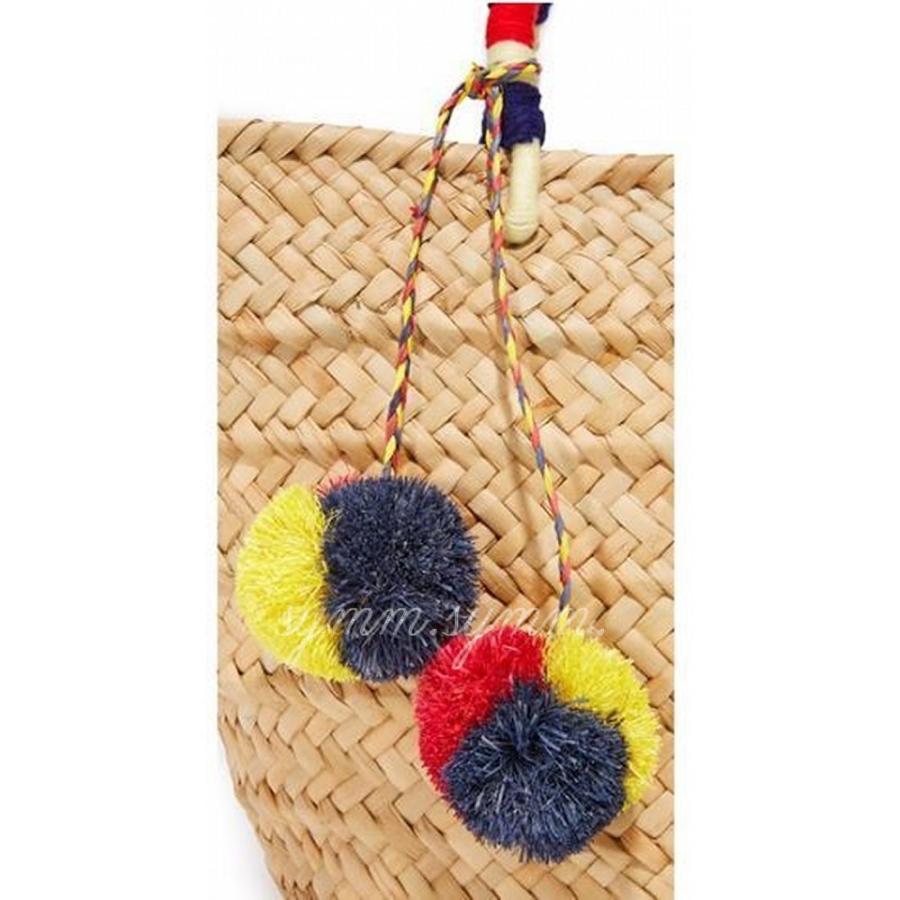 USED KAYU カユ ポンポン付き かごバッグ RonHerman ロンハーマン 取扱 ピンク ブラック ネイビー ブルー イエロー ベージュ レッド ホワイト 【1957482638】(12070円)