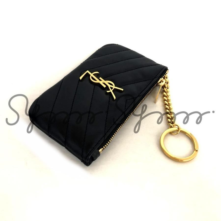 Saint Laurent サンローラン YSLメタルロゴ モノグラム キーポーチ キーケース ブラック Saint Laurent サンローラン YSLメタルロゴ モノグラム キーポーチ キーケース ブラック