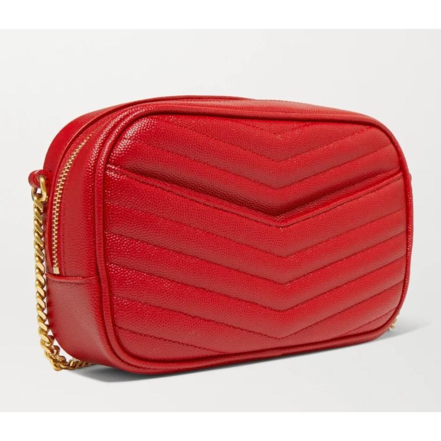 完動品 Saint Laurent サンローラン Lou mini shoulder bag ルー ミニ ショルダーバッグ YSLメタルロゴ レッド ゴールド 【BCD1814252024】(65790円)