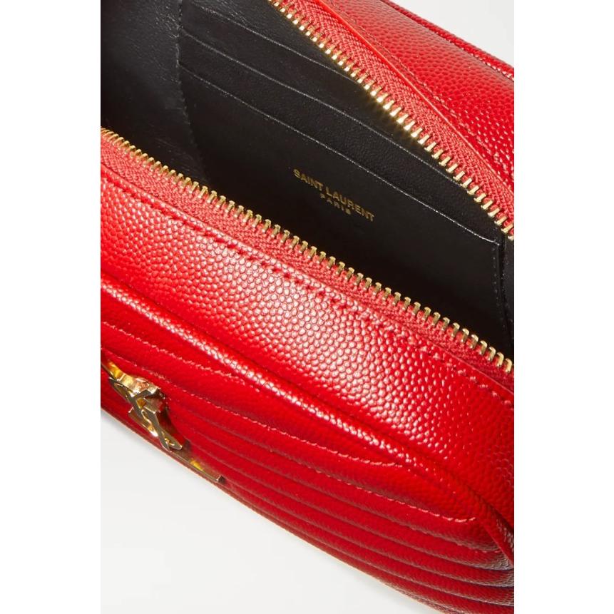 完動品 Saint Laurent サンローラン Lou mini shoulder bag ルー ミニ ショルダーバッグ YSLメタルロゴ レッド ゴールド 【BCD1814252024】(65790円)