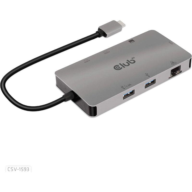 割50% Club 3D USB Type C 8-in-1 Hub to 2xHDMI 4K60Hz / 2x USB A / RJ45 / SD