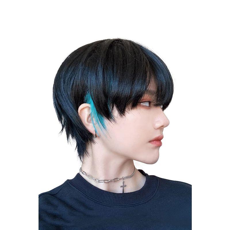 FESHFEN ウィッグ メンズ かつら ショート インナーカラー フルウィッグ 男装 黒 男性 原宿 イケメン ハンサム 自然 小顔 耐熱 :20230313023752-00312:セレクトショップsympa 通販 FESHFEN ウィッグ メンズ かつら ショート インナーカラー フルウィッグ