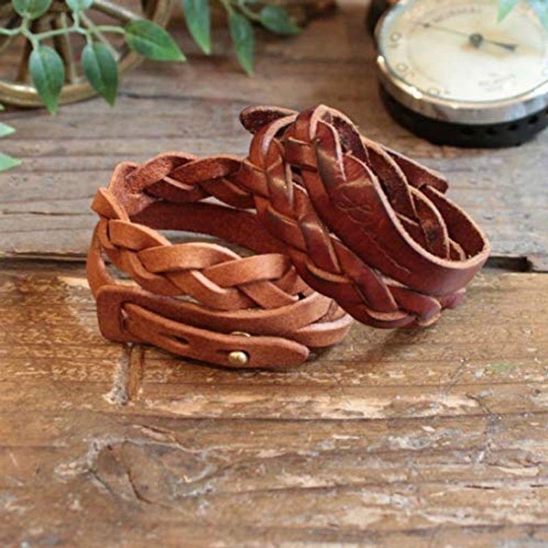 LITSTA リティスタ 三つ編みブレスレット イタリアンレザー pueblo Camel 2023031804045600139