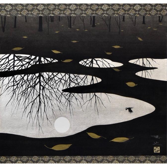 掛け軸 水たまりに月 モダン オシャレ インテリア 堂画廊　 |  | 01