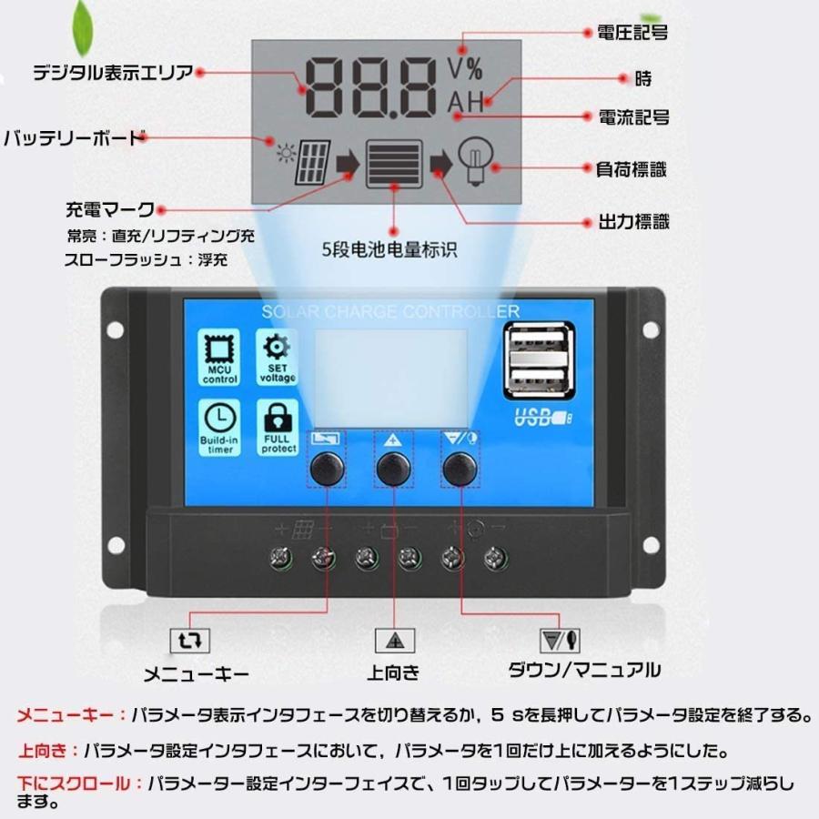 20A PWM 12V/24V LCD ソーラーパネル チャージコントローラー、デュアル USB ソーラーパネル バッテリーレギュレーター 充放電圧調整 スイッチ 過負荷保護｜synergy2｜04