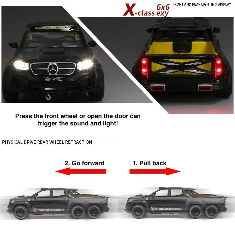 1/28 Mercedes Benz X-Class ピックアップ 6X6 モデルカー ミニカー 