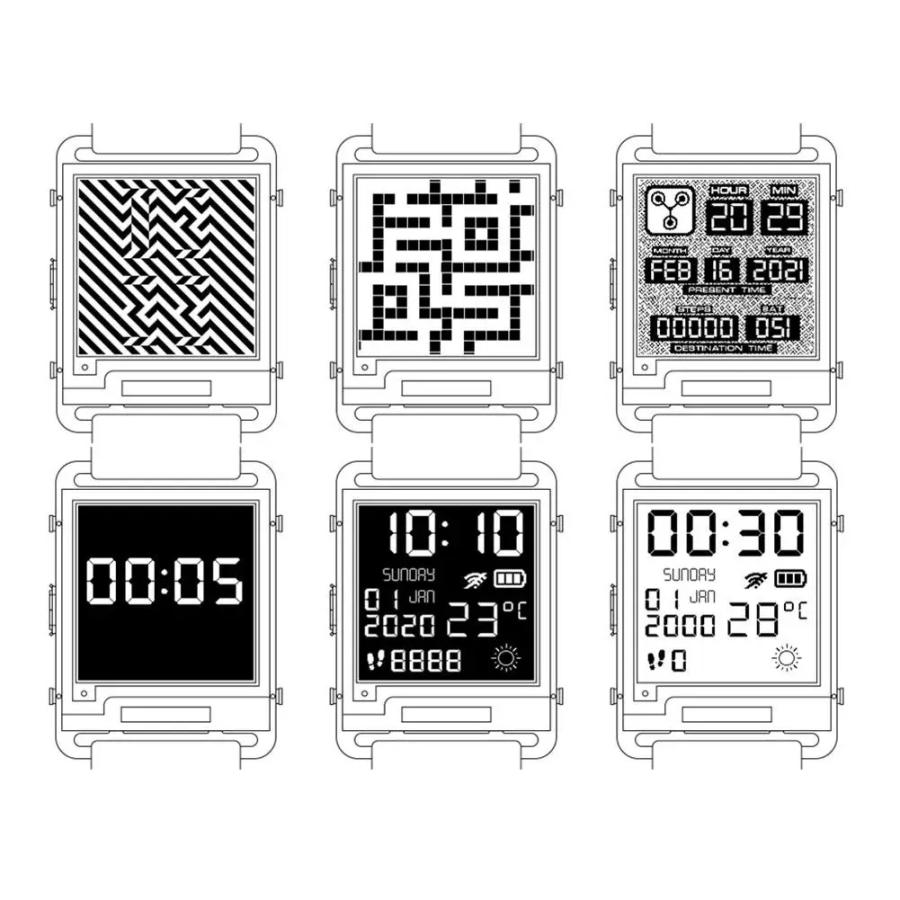 ESP32 Eインクスマートウォッチ V2.0 オープンソース 200x200 心拍計 超低消費電力 プログラマブルの画像