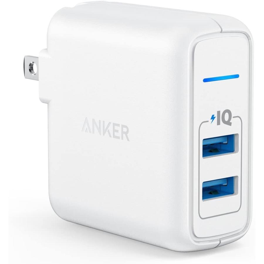 Anker PowerPort 2 Elite USB 急速充電器 24W 2ポート ACアダプター PSE技術基準適合 PowerIQ搭載 折りたたみ式プラグ｜synergy2