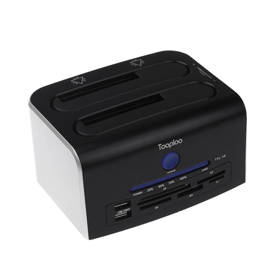 Tooploo USB 3.0 3.5/2.5インチ SATA デュアルハードディスク OTB/OTCドッキングステーション SD/microSD/CF/XD/MSカードリーダー USB x 2付き |  | 01