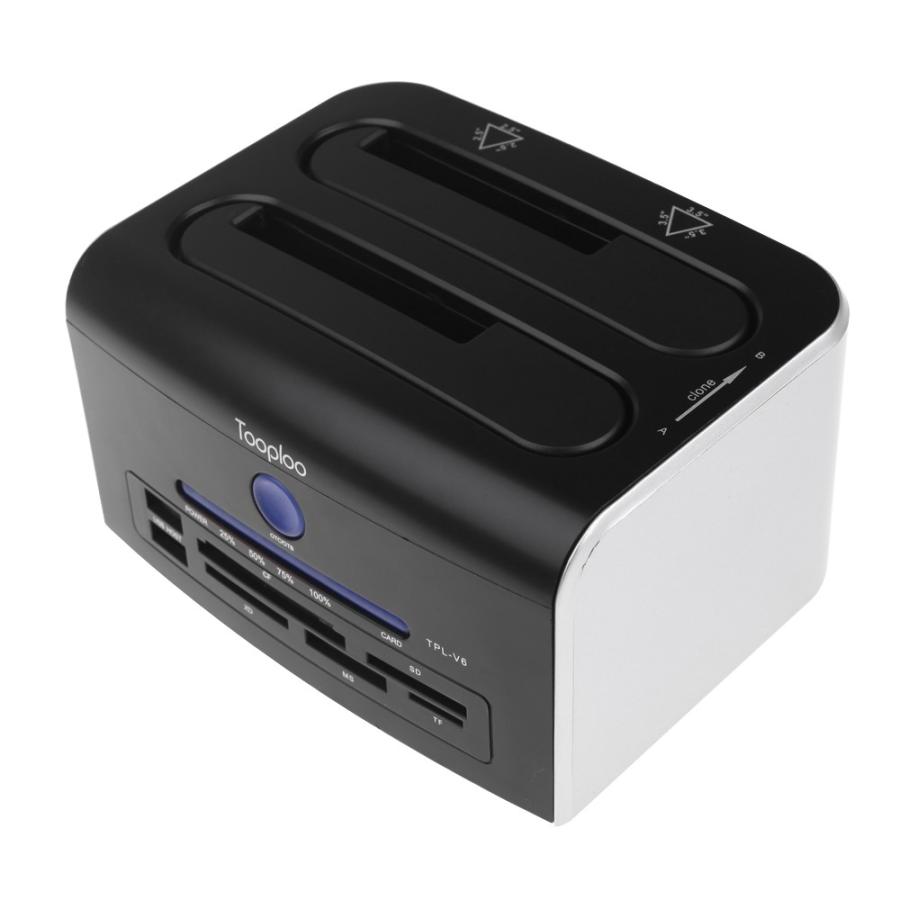 Tooploo USB 3.0 3.5/2.5インチ SATA デュアルハードディスク OTB/OTCドッキングステーション SD/microSD/CF/XD/MSカードリーダー USB x 2付き |  | 02